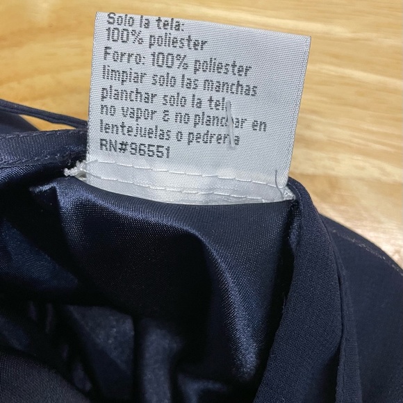 Navy Blue Faviana Sequin Accent One Shoulder Midi Dress Size 6 - Picture 11 of 11